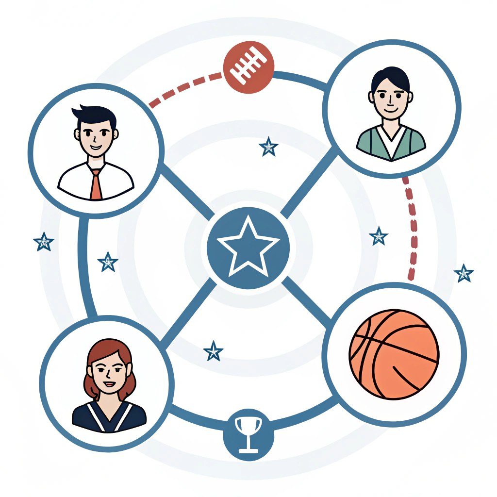 Minimal abstract illustration representing celebrity endorsements and business growth in sports equipment industry