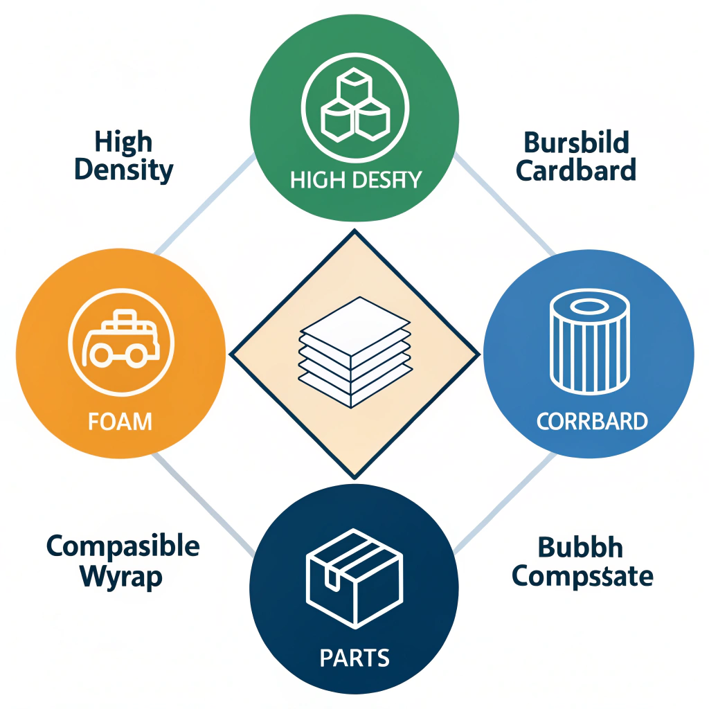 Minimal flat diagram depicting various packaging material icons for paddle protection.