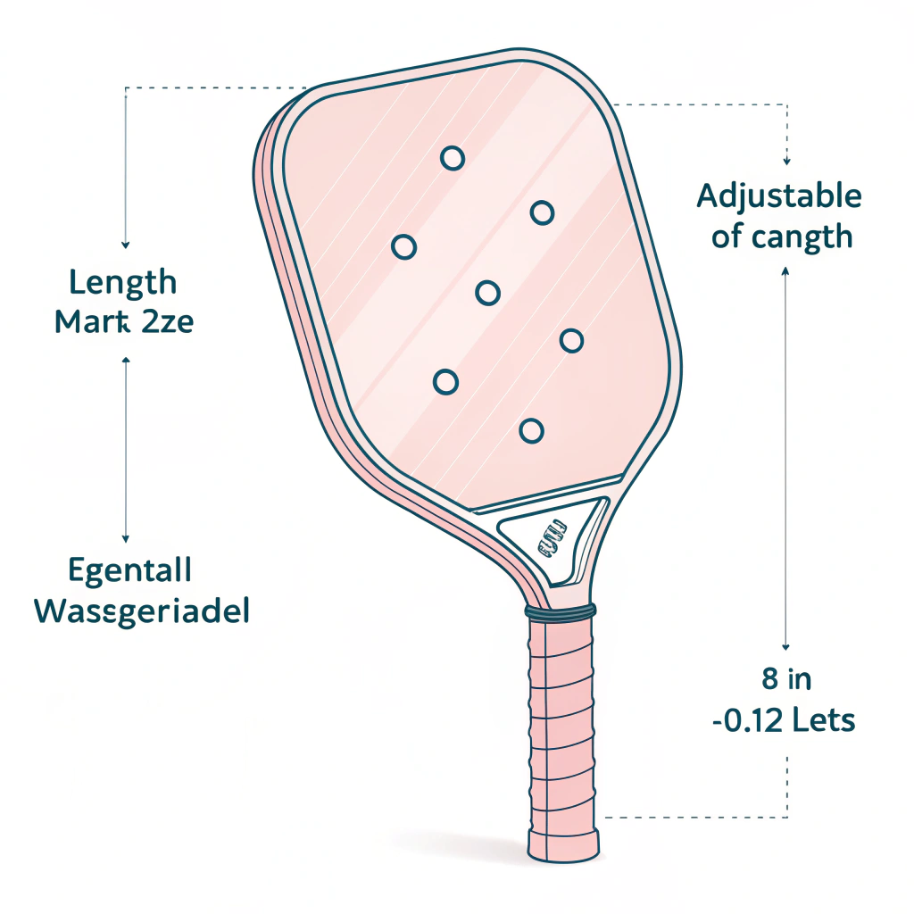 Simple 2D illustration of a pickleball paddle handle highlighting ergonomic design