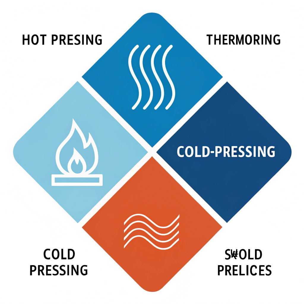 Flat-design illustration symbolizing three advanced manufacturing techniques.