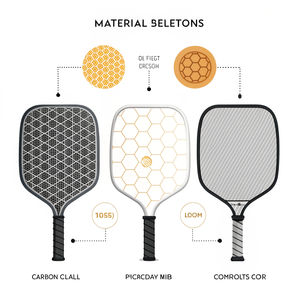Minimalist 2D artwork portraying abstract materials like carbon fiber and honeycomb patterns for paddle production.