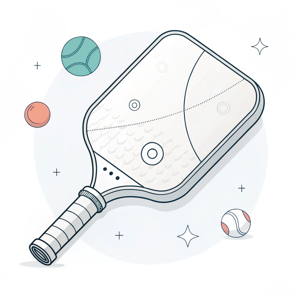 Minimalist 2D illustration of a sleek pickleball paddle with beveled edges and airflow accents