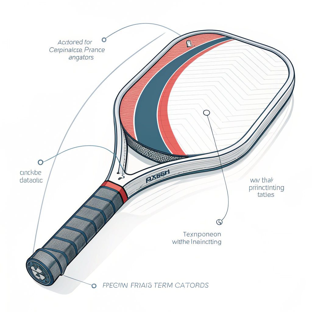 "A 2D minimalist illustration of a sleek ergonomic pickleball paddle handle in modern design."