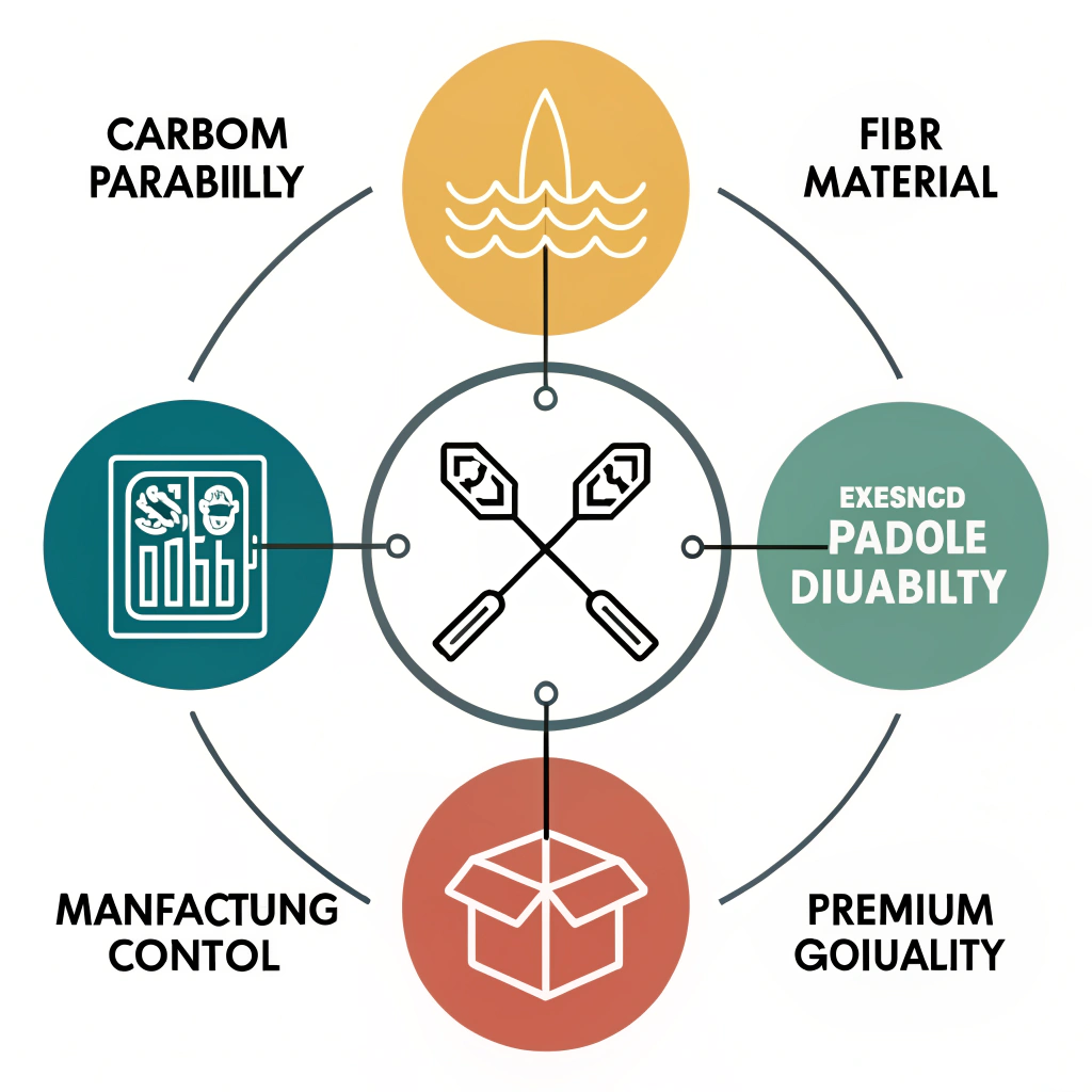 Simple 2D diagram featuring icons for material selection, manufacturing techniques, and quality control in a minimal style.