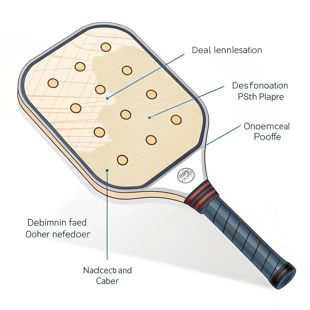 2D close-up illustration of a pickleball paddle with visible surface defects in a simplified style.