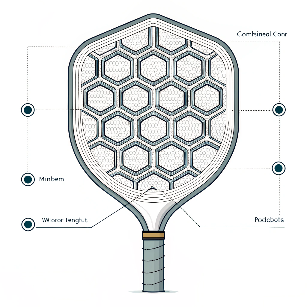 Minimalist diagram of a honeycomb core structure highlighting durability in pickleball paddle design