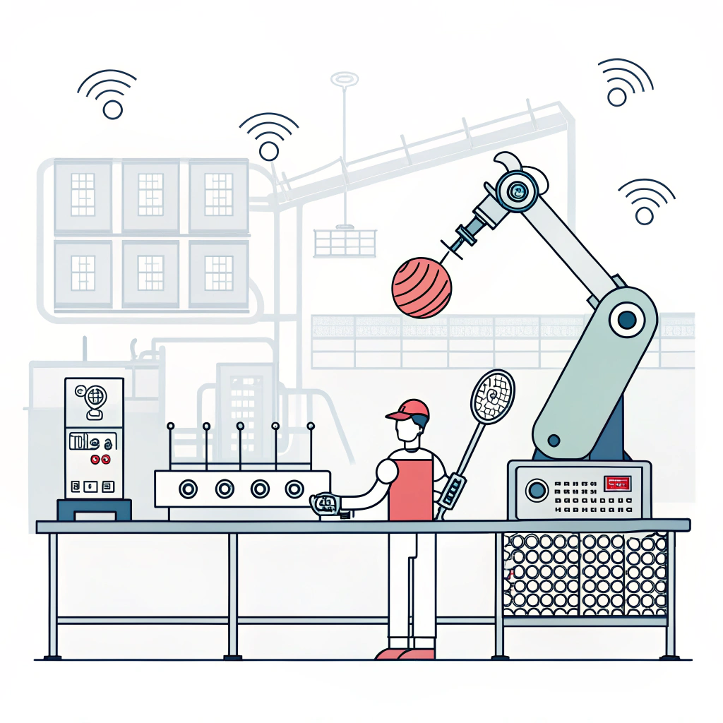 2D minimalist depiction of an automated paddle inspection system