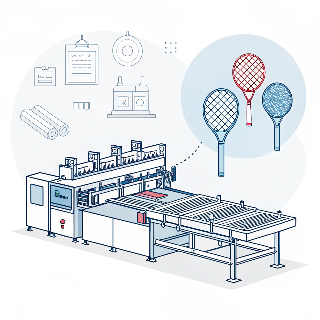 Minimalist illustration of a paddle manufacturing process with modern machinery