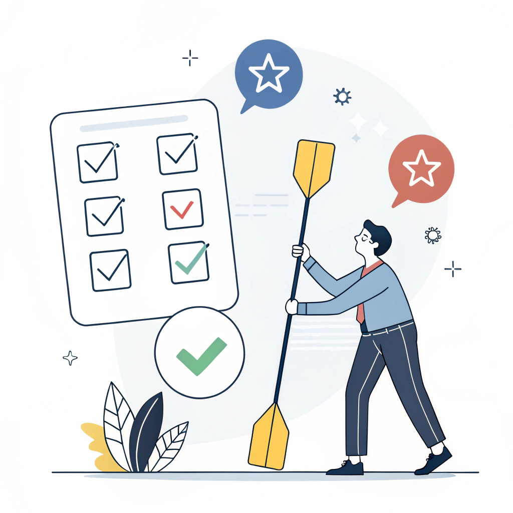Minimal 2D illustration of business analysis for paddle selection and market alignment.