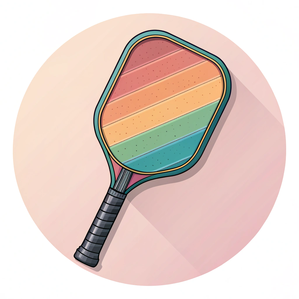 minimal flat illustration of a pickleball paddle with highlighted edge tape