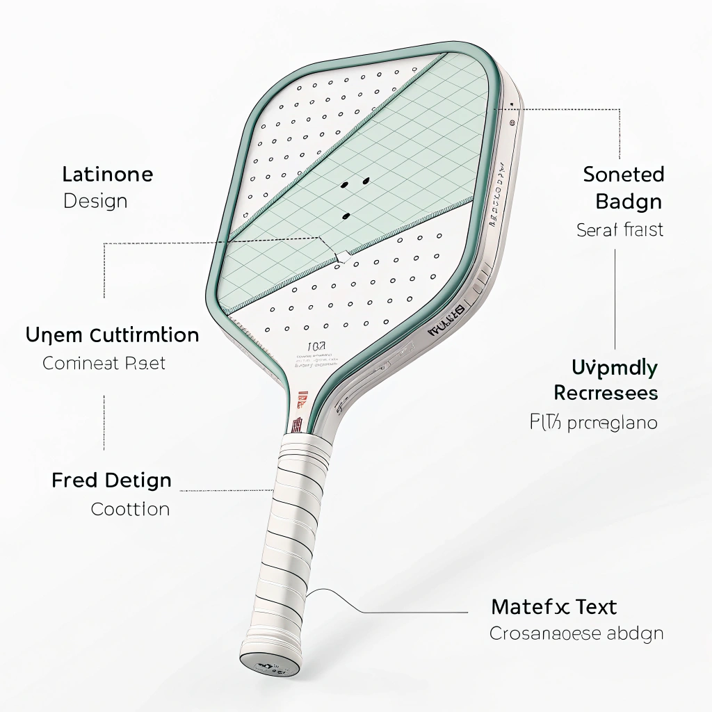 Flat illustration of a futuristic, customizable ergonomic pickleball paddle handle.