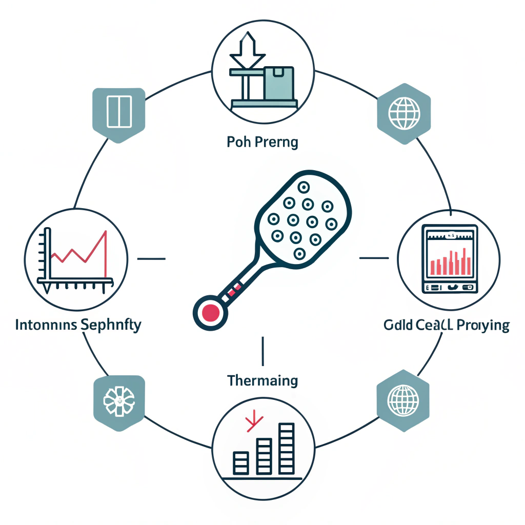 "Minimalist 2D illustration of pickleball demand forecasting and supply chain planning."