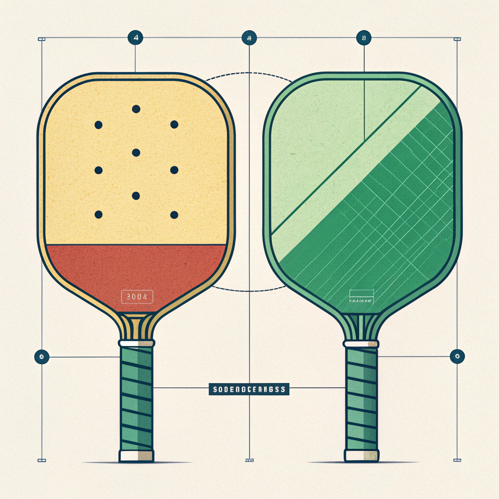 Minimalist 2D illustration comparing solid and hollow pickleball paddle cross-sections.