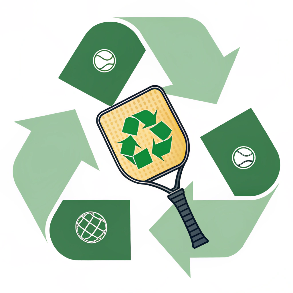 Minimalist 2D illustration of an eco-friendly paddle recycling process with clean, flat design.