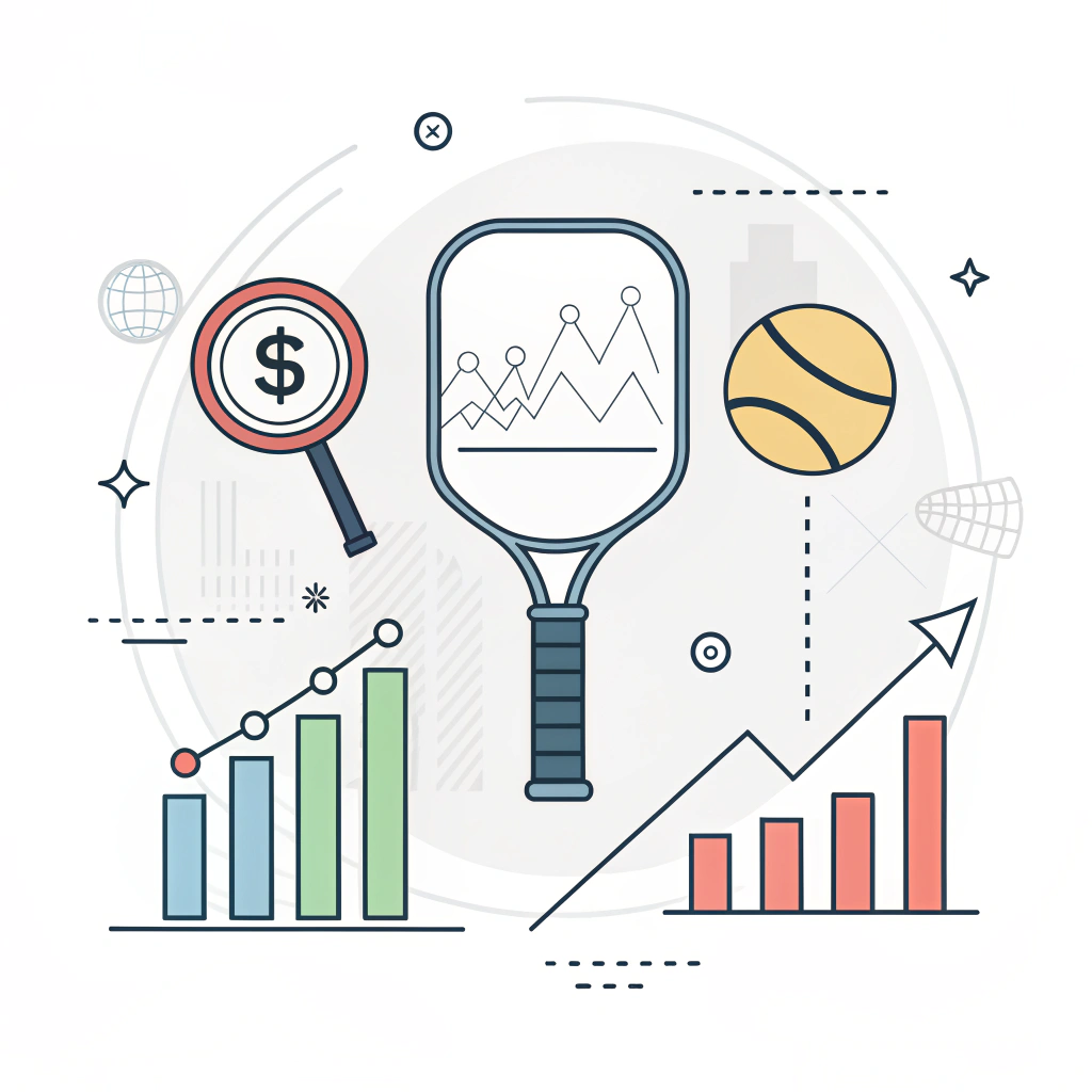 Modern 2D flat illustration merging paddle imagery with abstract business trend elements.