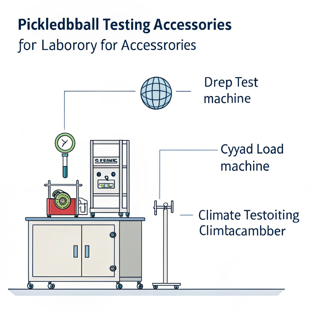 Minimal 2D illustration showing lab testing equipment for sports accessories