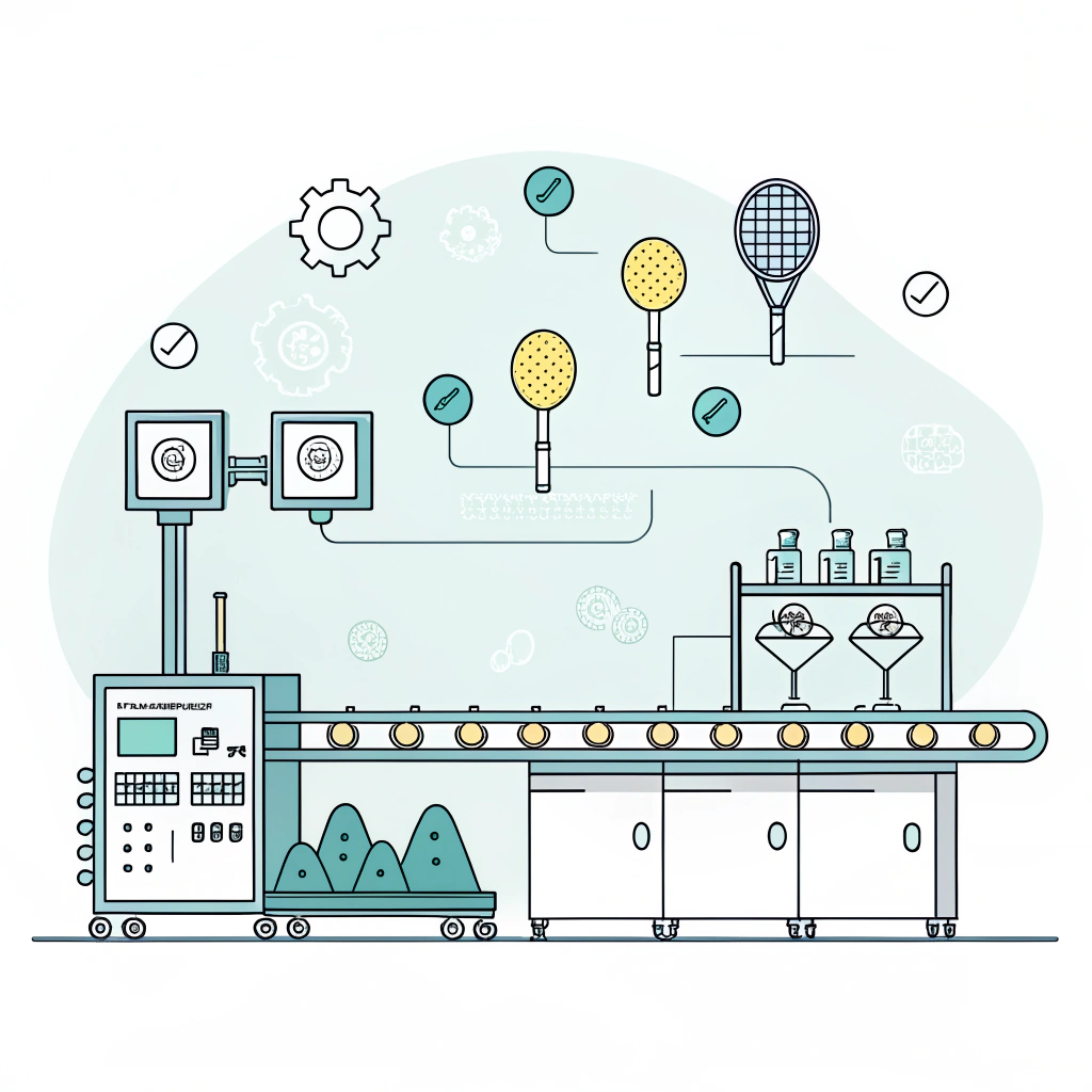 Minimal 2D illustration of KPI-driven pickleball manufacturing process