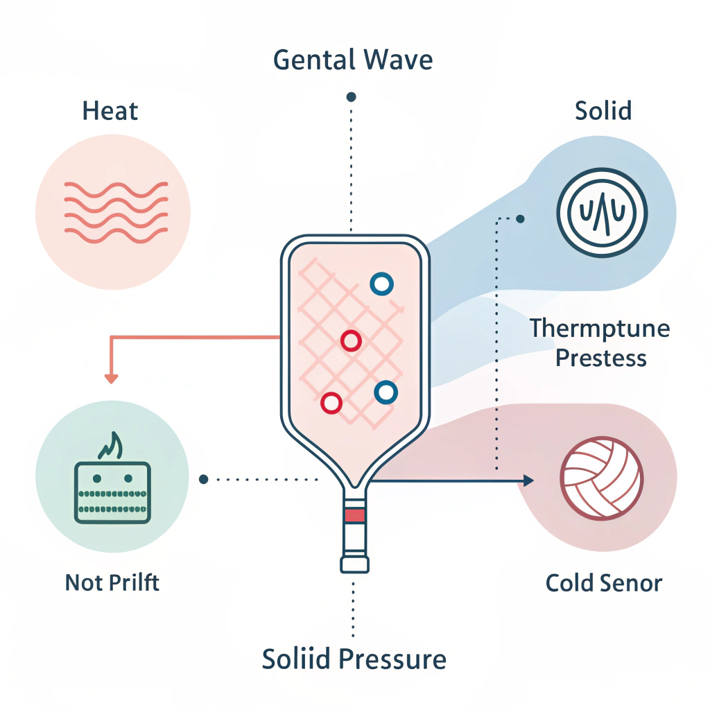Minimal 2D illustration showing three manufacturing techniques with abstract quality control symbols