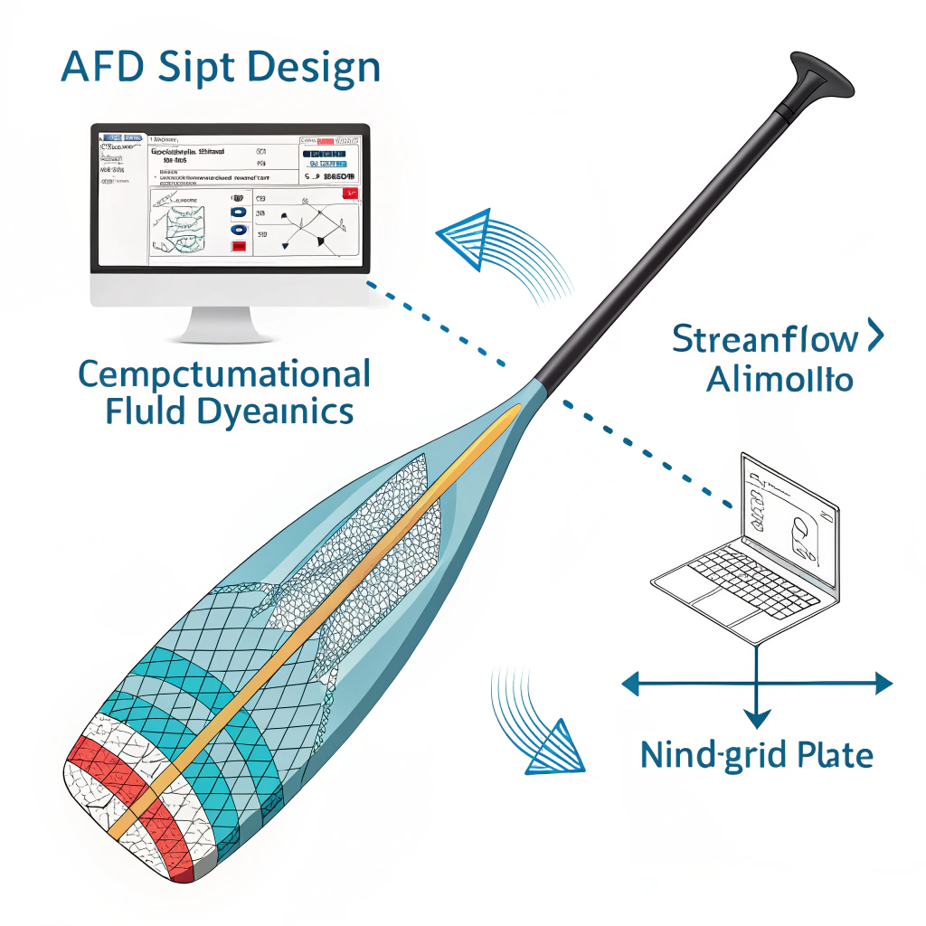 Split-screen minimalistic illustration comparing digital CFD simulation with traditional physical design methods.