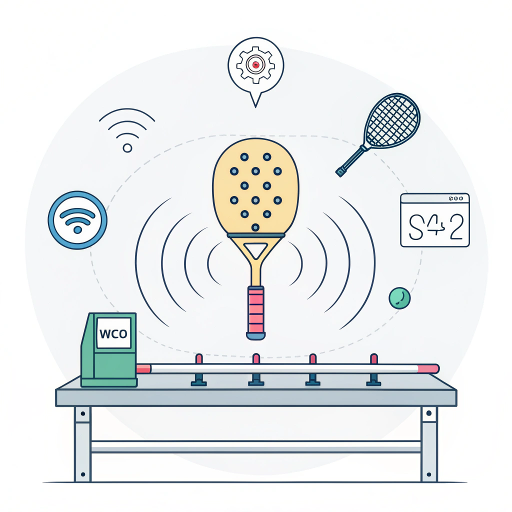 minimal illustration of acoustic testing setup and paddle with sound waves