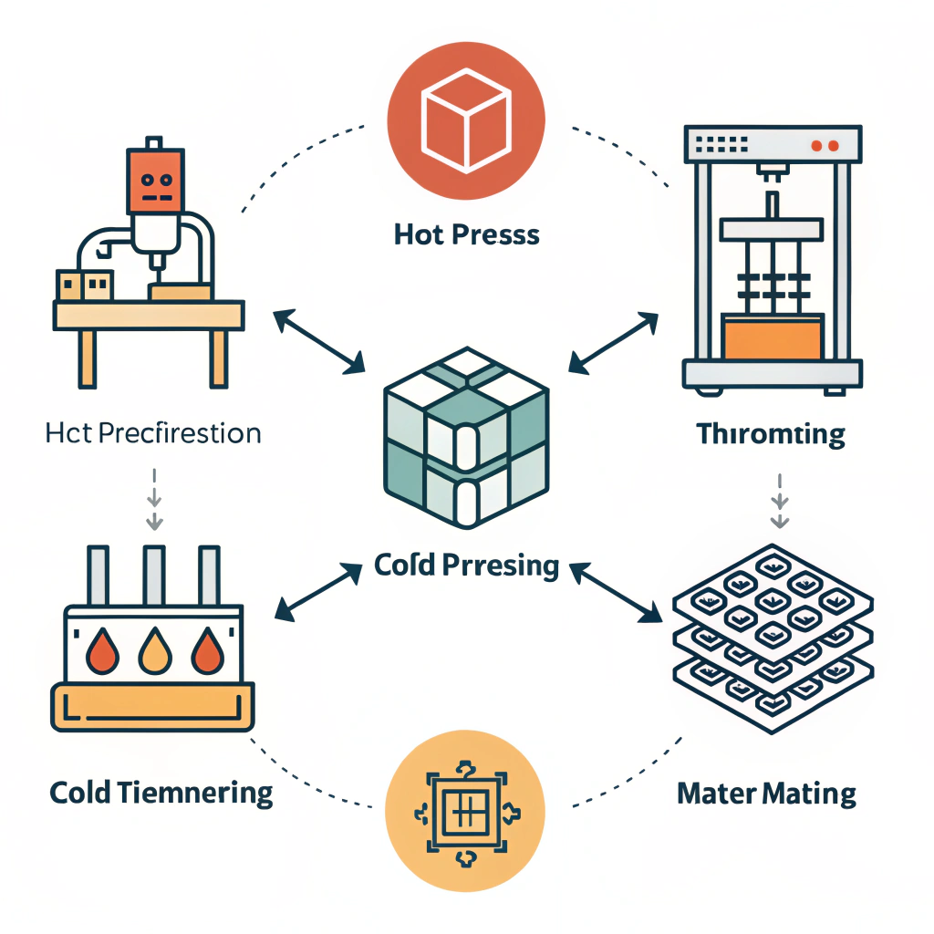 2D abstract illustration of manufacturing processes for ergonomic handle design