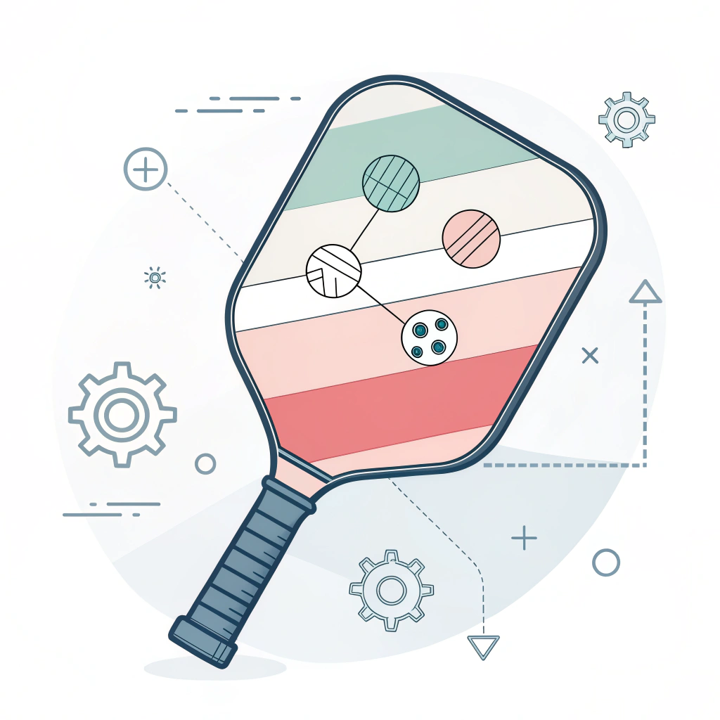 Minimal flat design 2D illustration of a paddle with abstract layered failure zones.