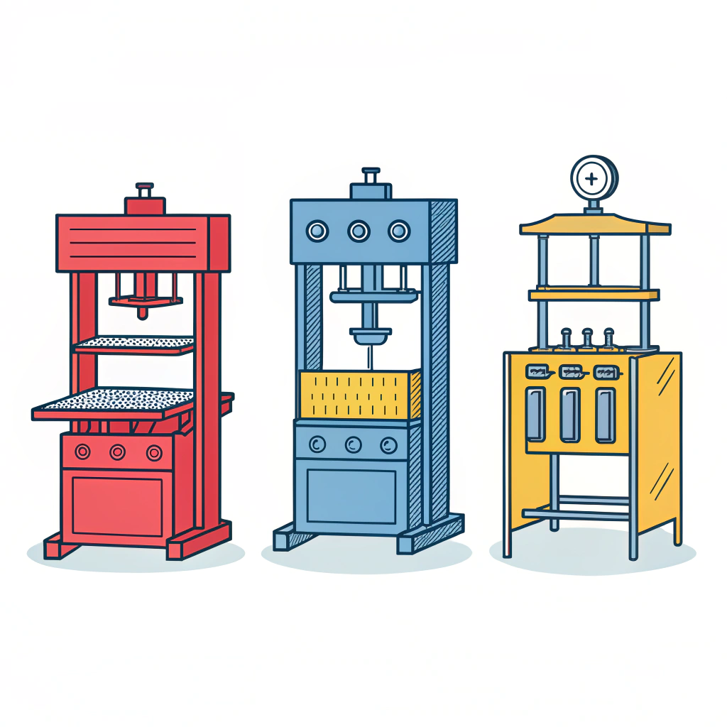 Minimalistic depiction of three production stations in sports equipment manufacturing.
