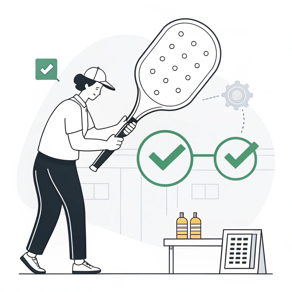 Minimalist illustration of quality control testing in paddle manufacturing