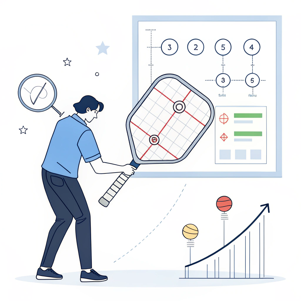 Minimal 2D illustration of an engineer reviewing paddle design charts and cross-sectional diagrams.