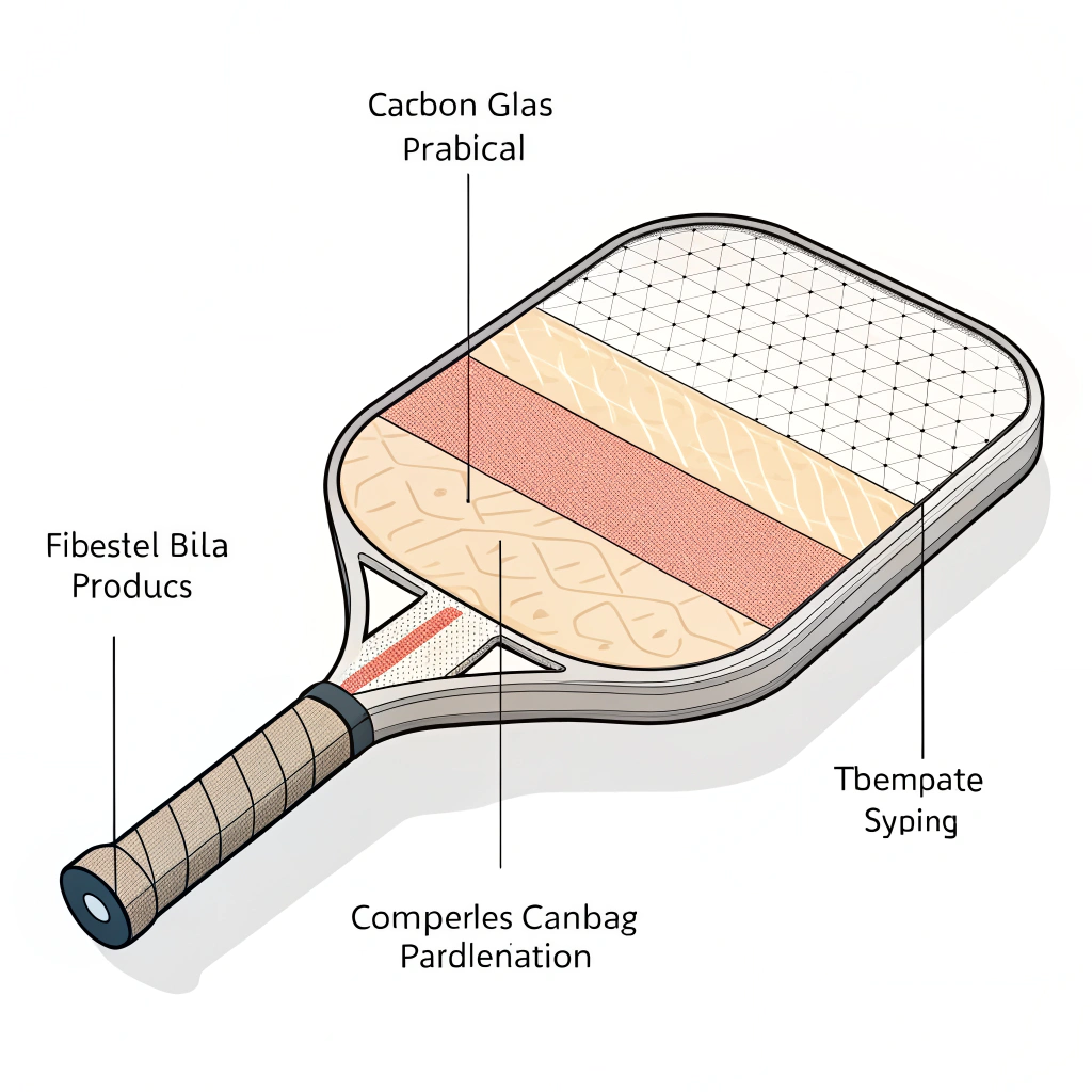 "Minimalist 2D cross-section of a paddle with layered advanced bonding elements"