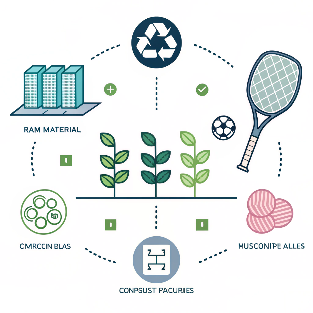 Simplified 2D illustration of sustainable pickleball paddle production stages