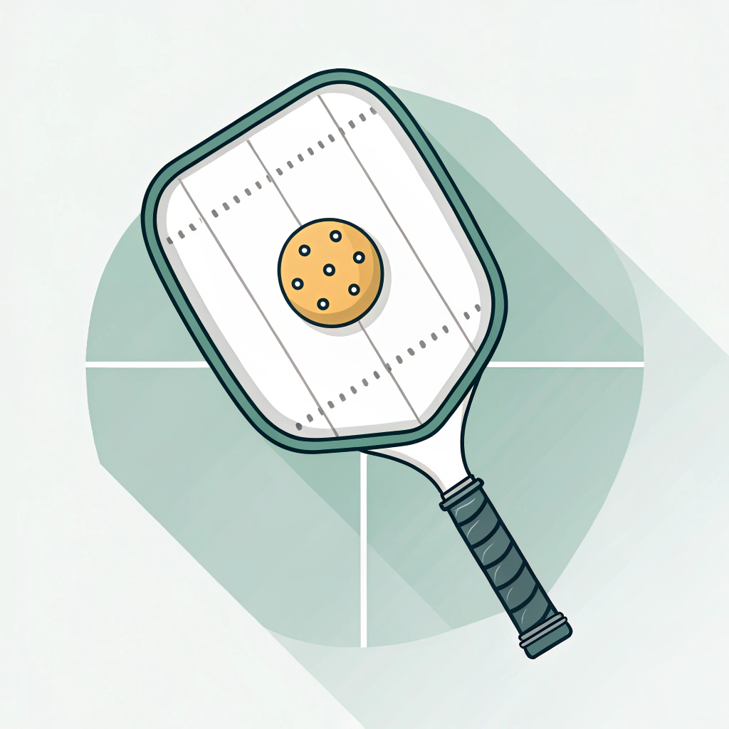 Simple minimalist illustration of a pickleball paddle highlighting the center balance point.