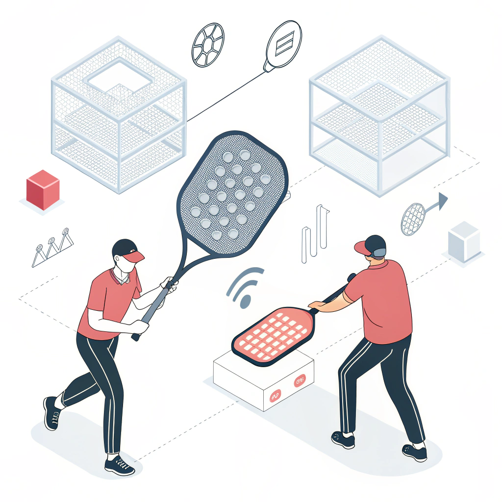 Minimalistic 2D illustration of advanced paddle prototyping and material innovation.