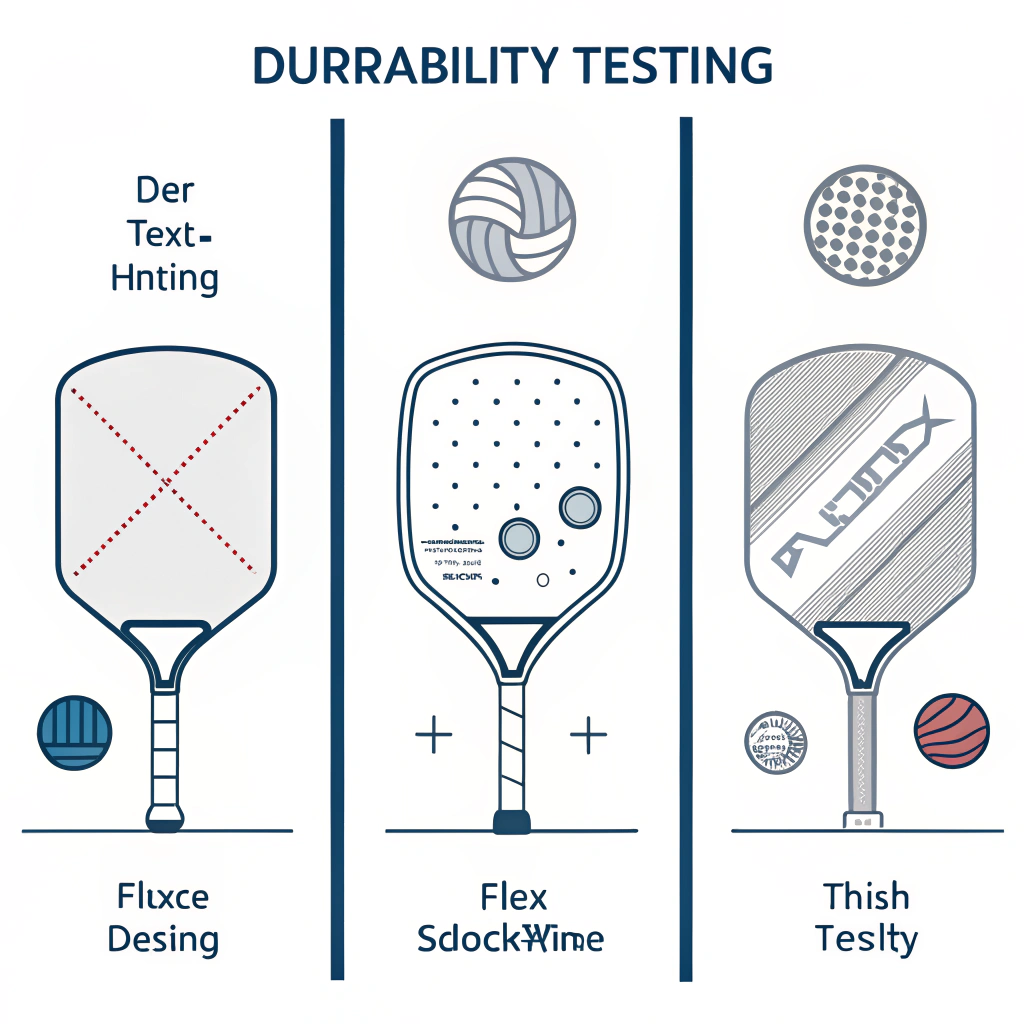 Minimal flat design of a pickleball paddle undergoing drop, flex, and fatigue tests.
