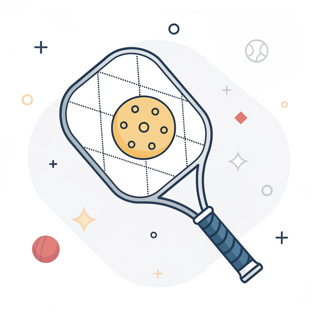 2D minimal vector art of a pickleball paddle with visible honeycomb core design