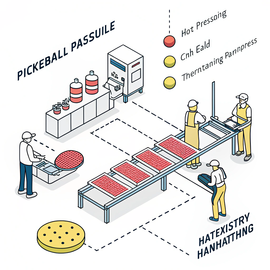 Minimal illustration of modern pickleball equipment manufacturing with advanced techniques.