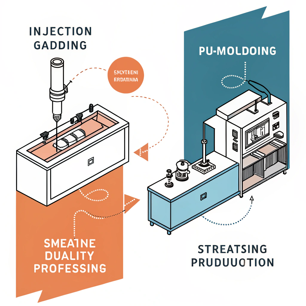 Stylized illustration showing simplified production processes for pickleball grips