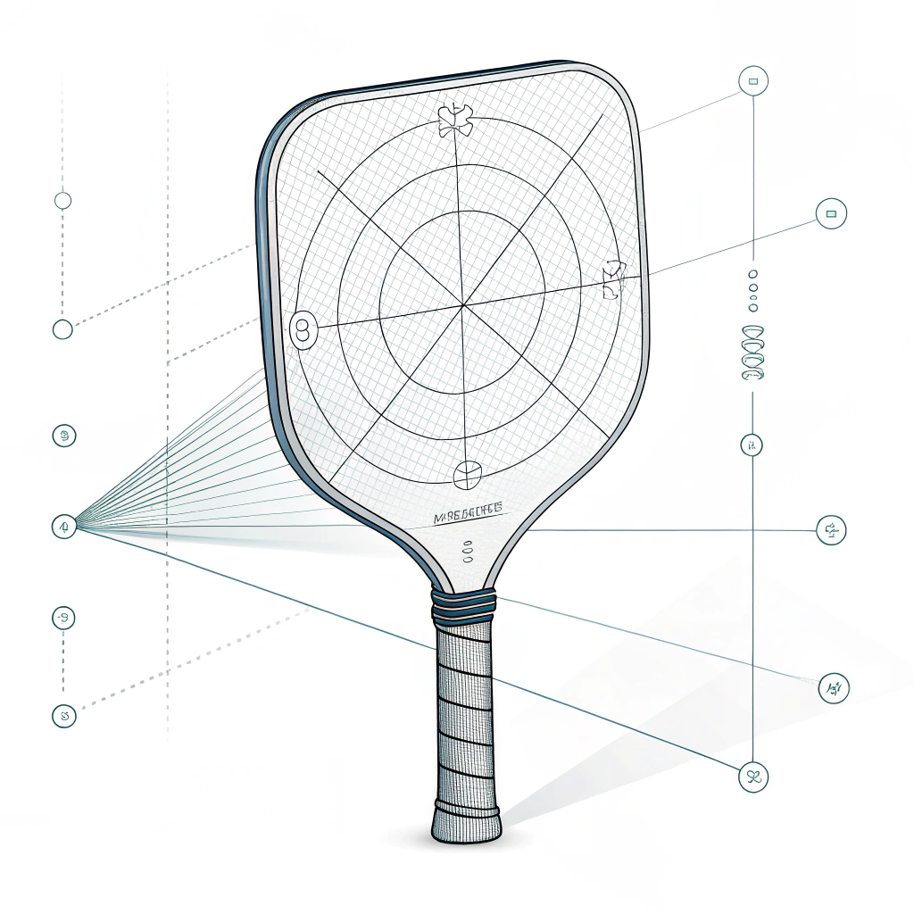 Minimalist 2D illustration of a pickleball paddle being precisely laser engraved with clean, modern design.