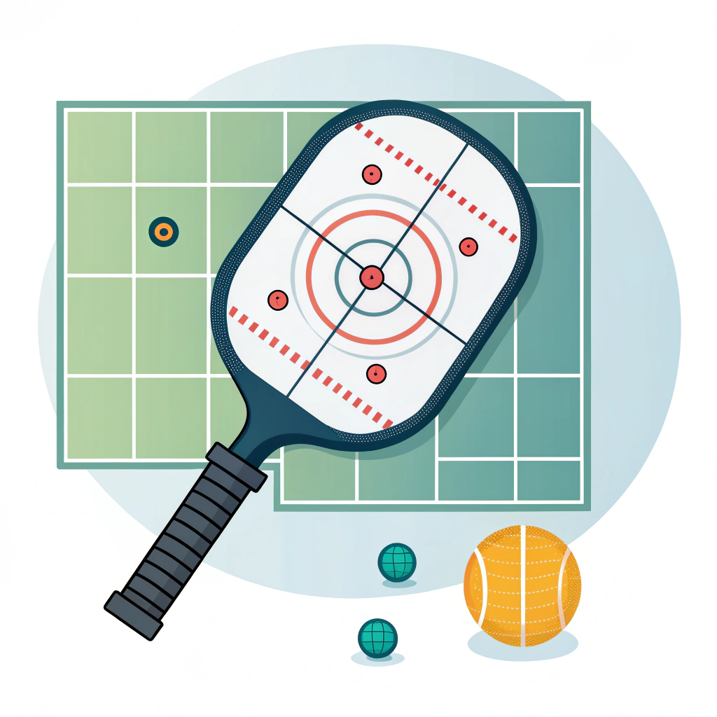 Top-down lab illustration of paddle with impact grid, launcher and measurement indicators