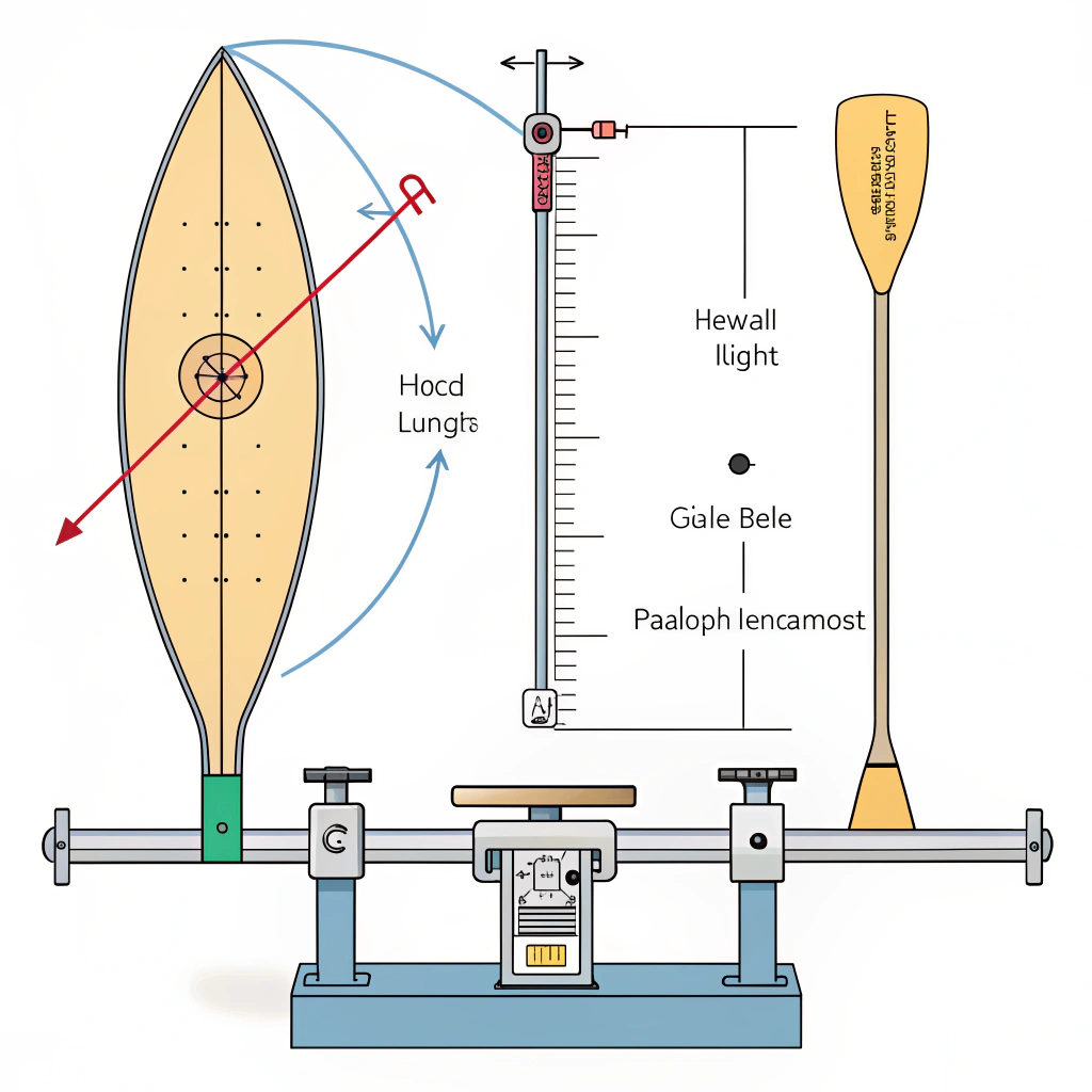 Minimal schematic of paddles on balance jig showing head-light and head-heavy examples