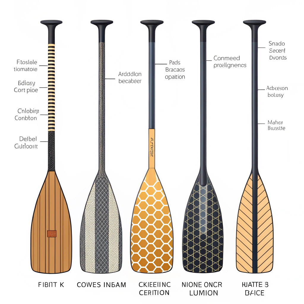 Side-by-side simplified paddles showing different face weaves and core cross-sections