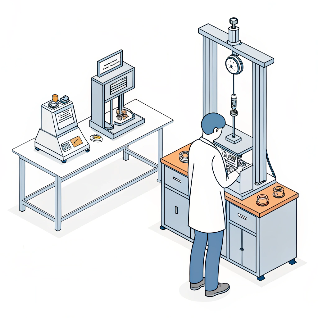 Lab scene showing static balance, swing-weight, and impact testing stations.
