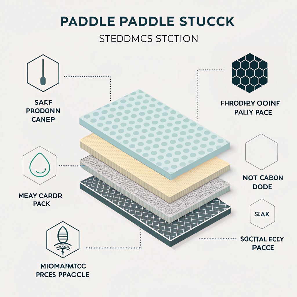 Cross-section infographic of face skins, honeycomb cores, and production process icons.