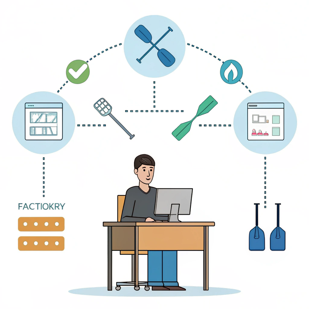 Simple decision flow illustration showing paddle core choices, manufacturing and target players