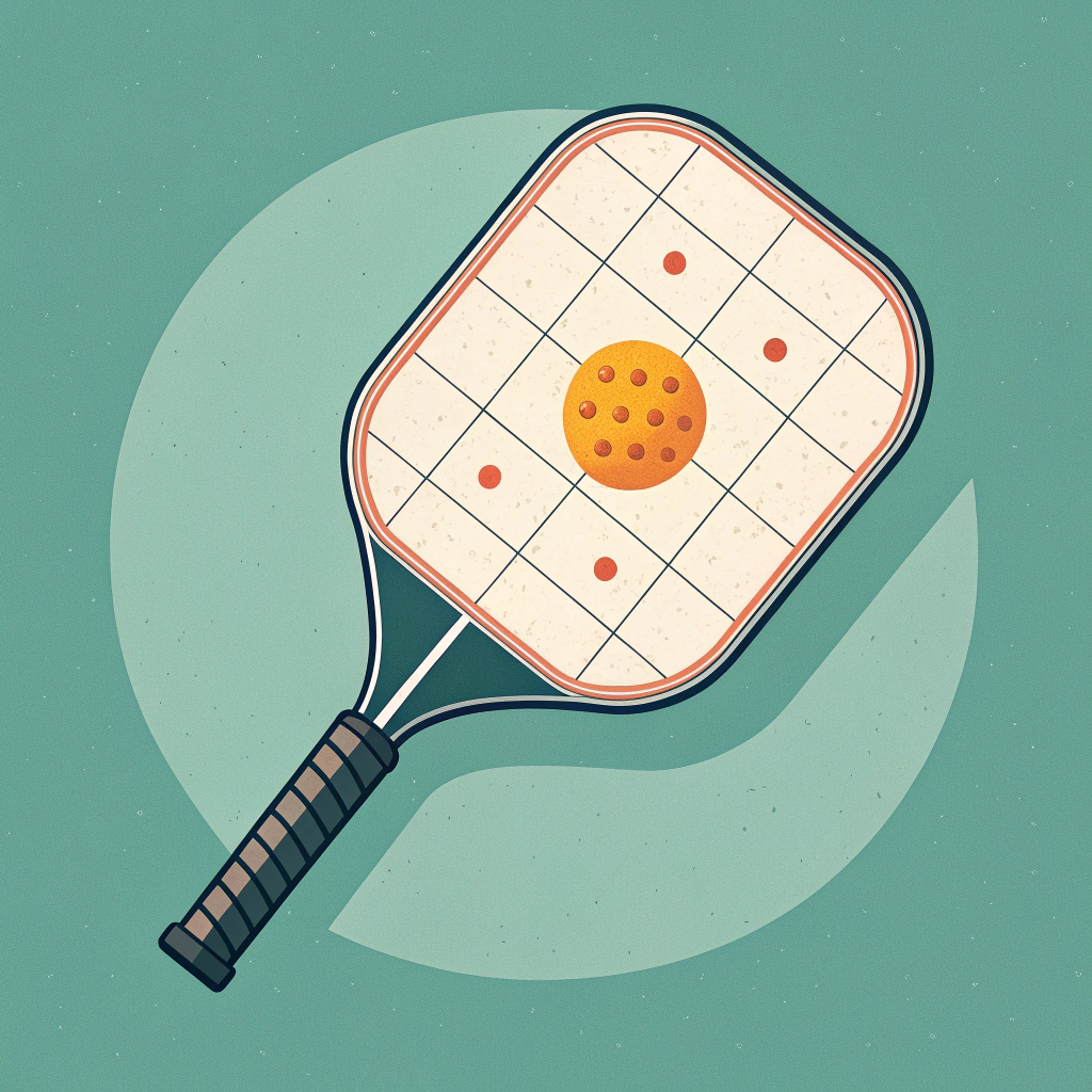 Flat top-down paddle with grid, highlighted sweet spot, testing tools and layered cross-section