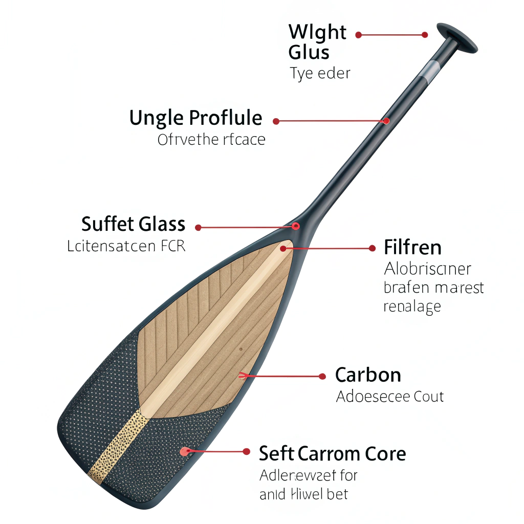 Top and cross-section showing edge taper, thicker center zone, and layered face layup