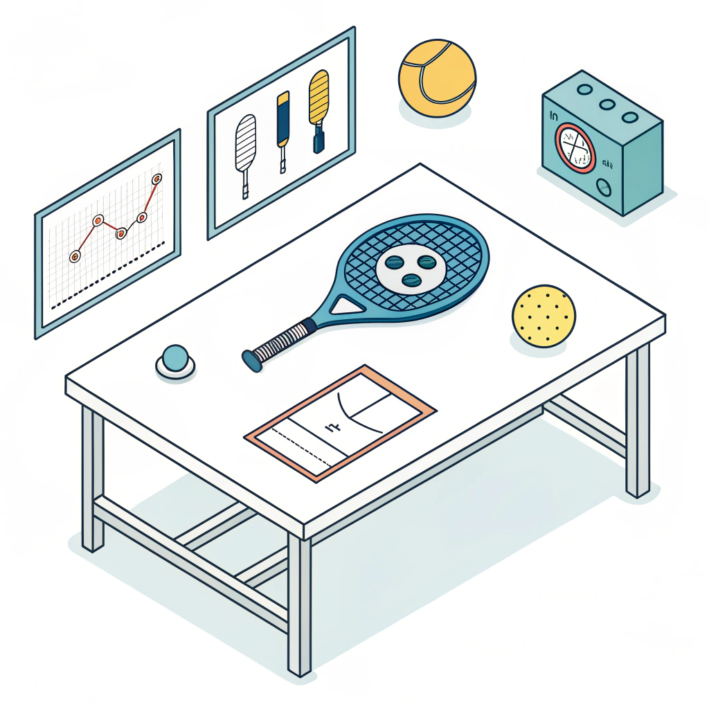 Flat lab illustration of a paddle on inspection table with tools, charts, traceability boxes