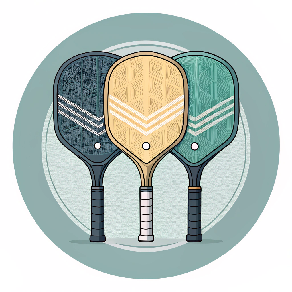 Flat illustration of three paddles showing carbon, fiberglass, and composite face textures