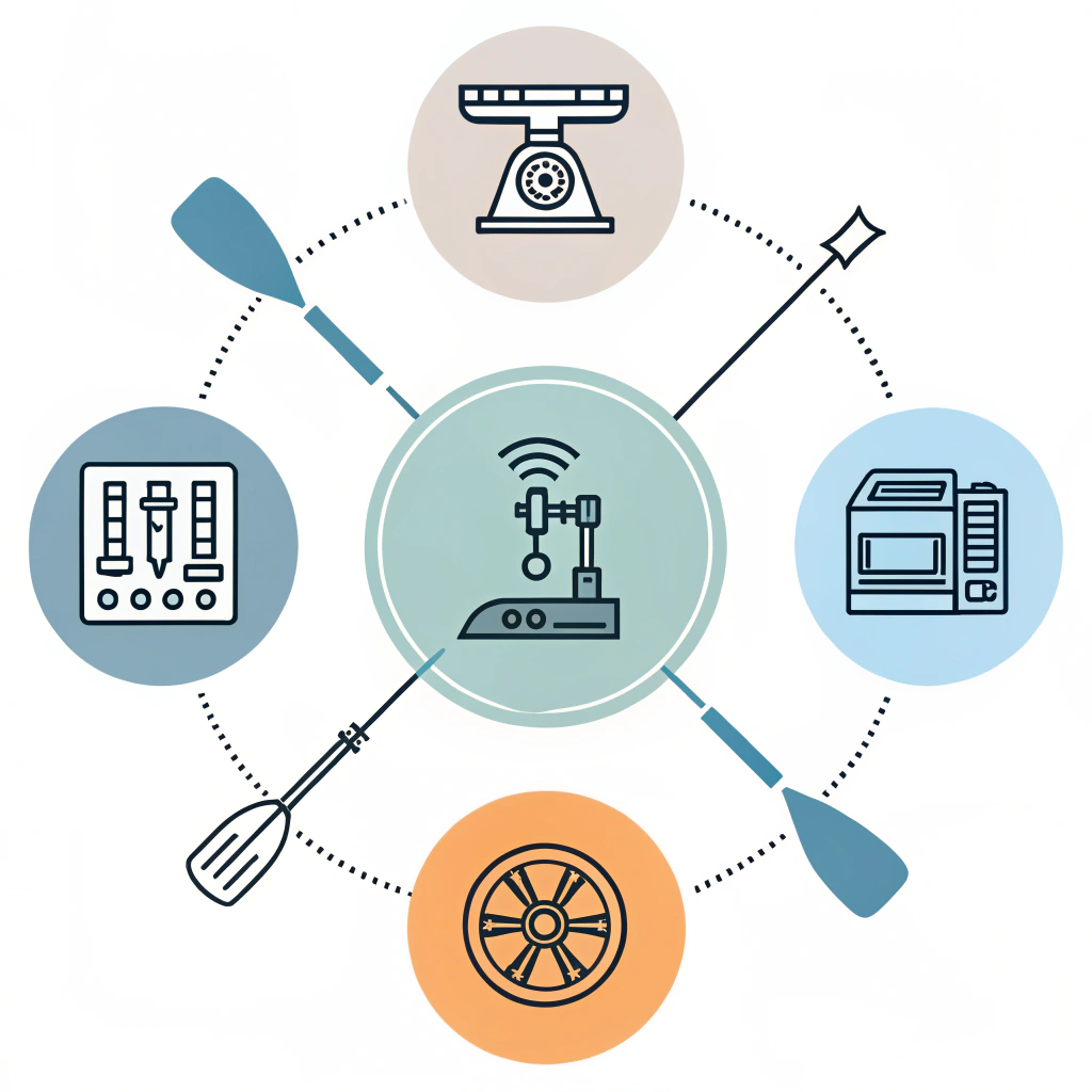 Minimal diagram of paddle with measurement tools for roughness, friction, adhesion and lab test icons.
