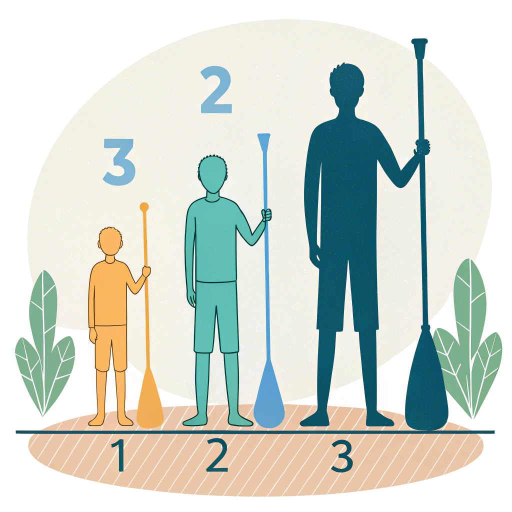 Three player silhouettes showing short, standard, and long handle grips and sizes